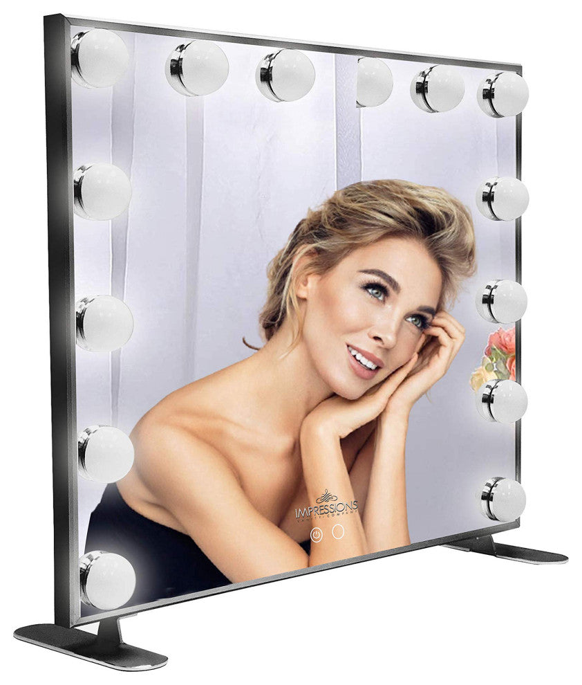 Hollywood Touch Duo Tone Wide LED Makeup Mirror, Black