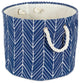 Polyester Bin Herringbone Nautical Blue Round Small 9"x12"x12"