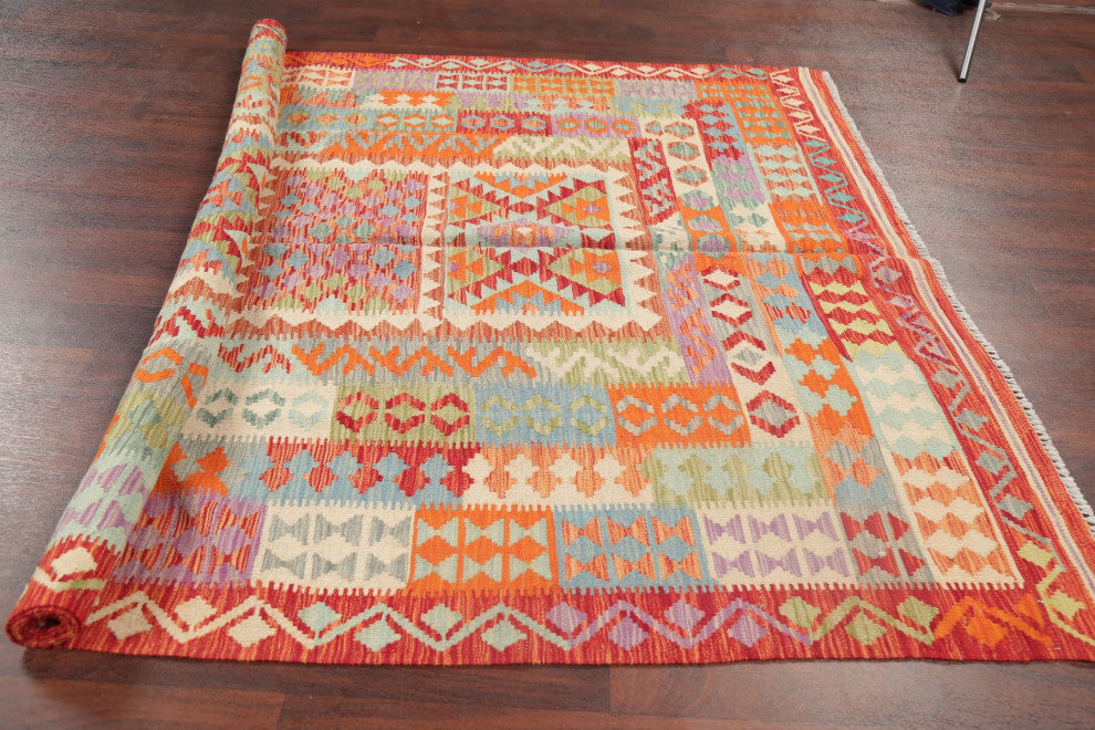 Southwestern Kilim Oriental Traditional Hand-Woven Turkish Area Rug, 9'8"x6'3