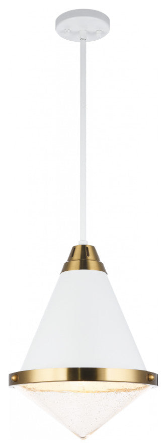 Matteo Lighting C70803WHBU One Light Pendant, White Finish