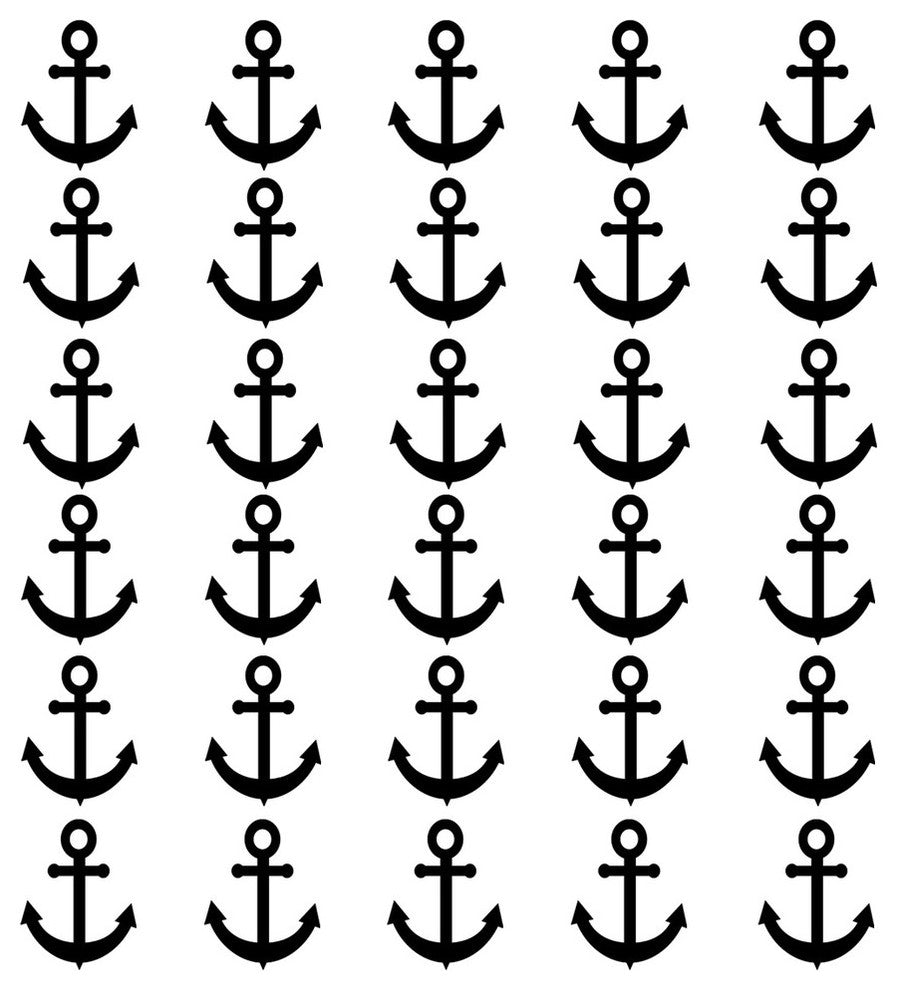 Sailor Anchor Wall Stickers, Nautical Anchor Wall Decal, 30 Pack VWAQ, Black