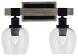 Tacoma Bath Bar Matte Black & Painted Distressed Wood-Look 6" Clear Bubble