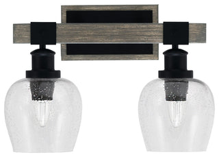 Tacoma Bath Bar Matte Black & Painted Distressed Wood-Look 6" Clear Bubble