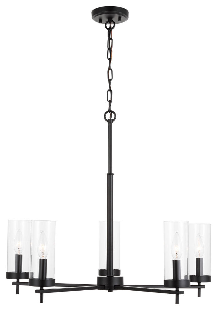 Zire Five Light Chandelier, Midnight Black