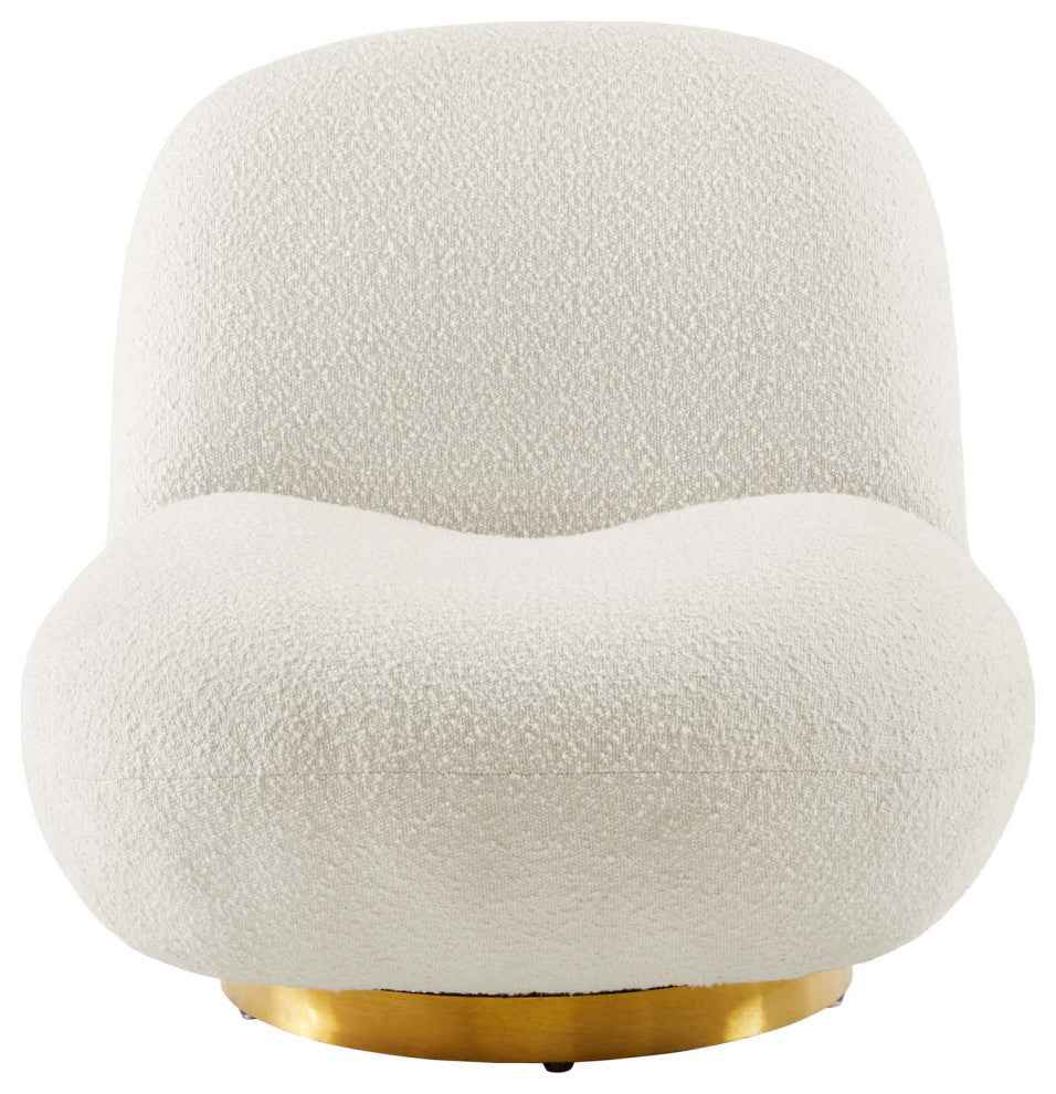 Kindred Upholstered Fabric Swivel Chair, Gold Ivory