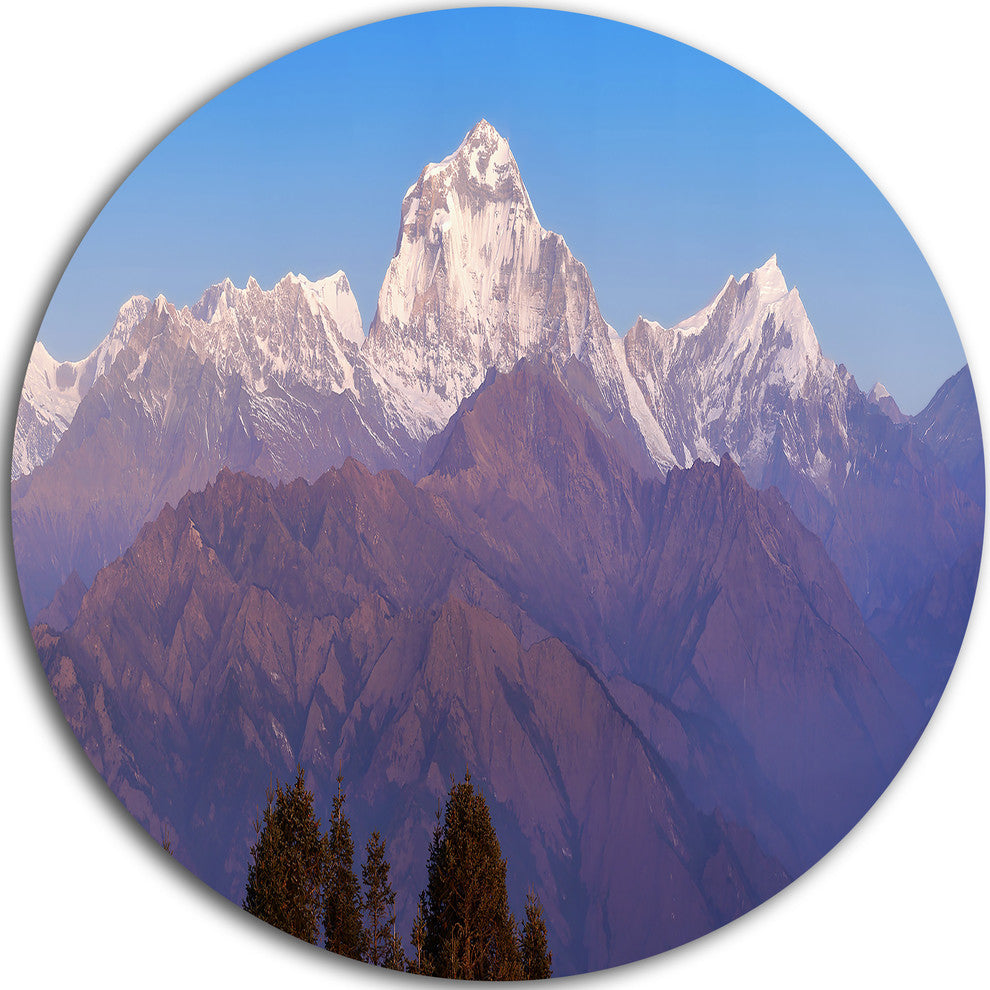 Snowy Dhaulagiri Peaks Himalayas, Landscape Disc Metal Artwork, 11"