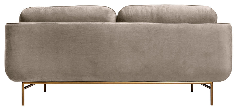 Lilou 77" Fossil Gray Velvet Sofa with Antique Brass Metal Legs