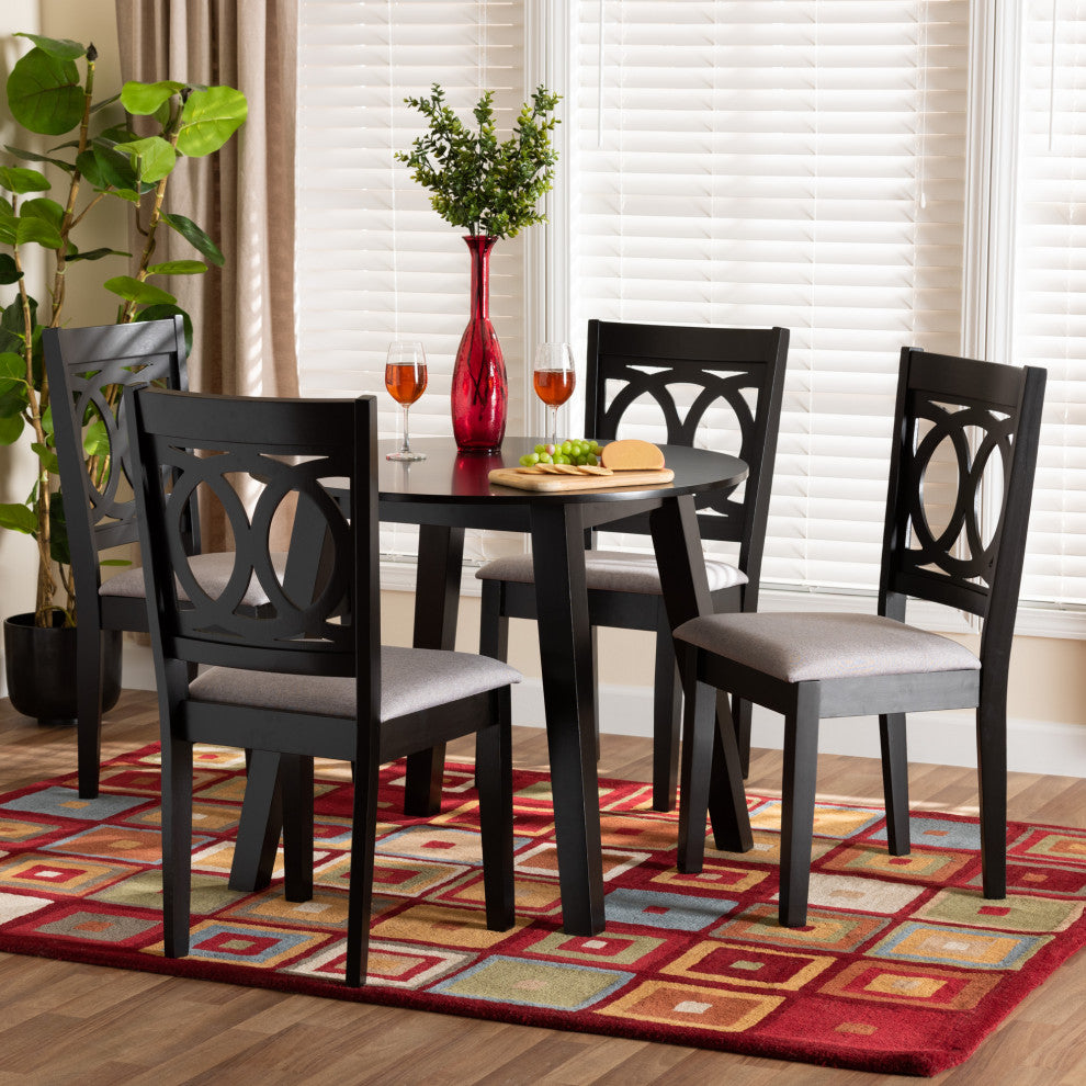Erica 5-Piece Dining Set, Gray/Dark Brown