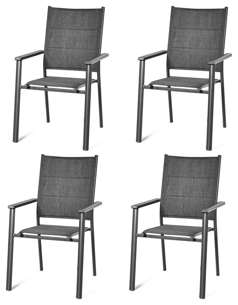 Costway Set of 4 Patio Dining Chair Stackable Padded Armrest No Assembly