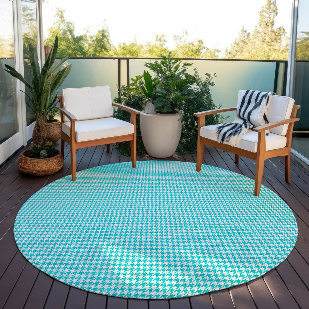 Indoor/Outdoor Hinton HN1 Aqua Machine Washable 6' x 6' Rug
