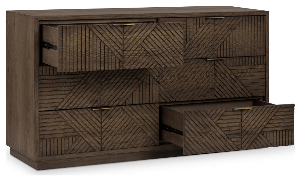 Santa Clara 6-Drawer Wood Dresser, Toasted Brown