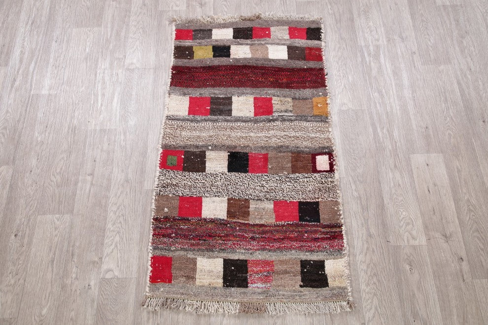 Consigned, Vintage Traditional Handmade Persian Oriental Low Pile Carpet, 3'x5'