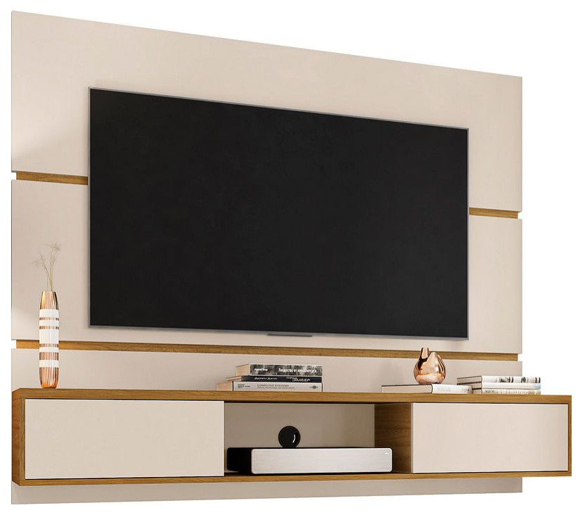 Vernon 62.99 Floating Entertainment Center in Off White and Cinnamon