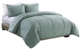 Washed Cotton Comforter Mini Set, Green, Twin