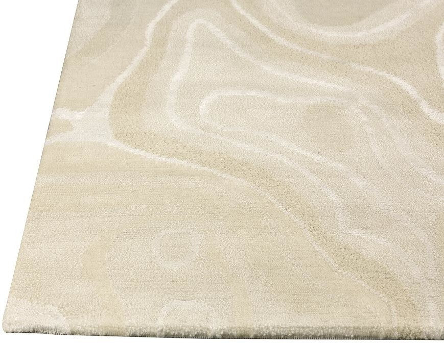 Hand Knotted White New Zealand Wool Area Rug
