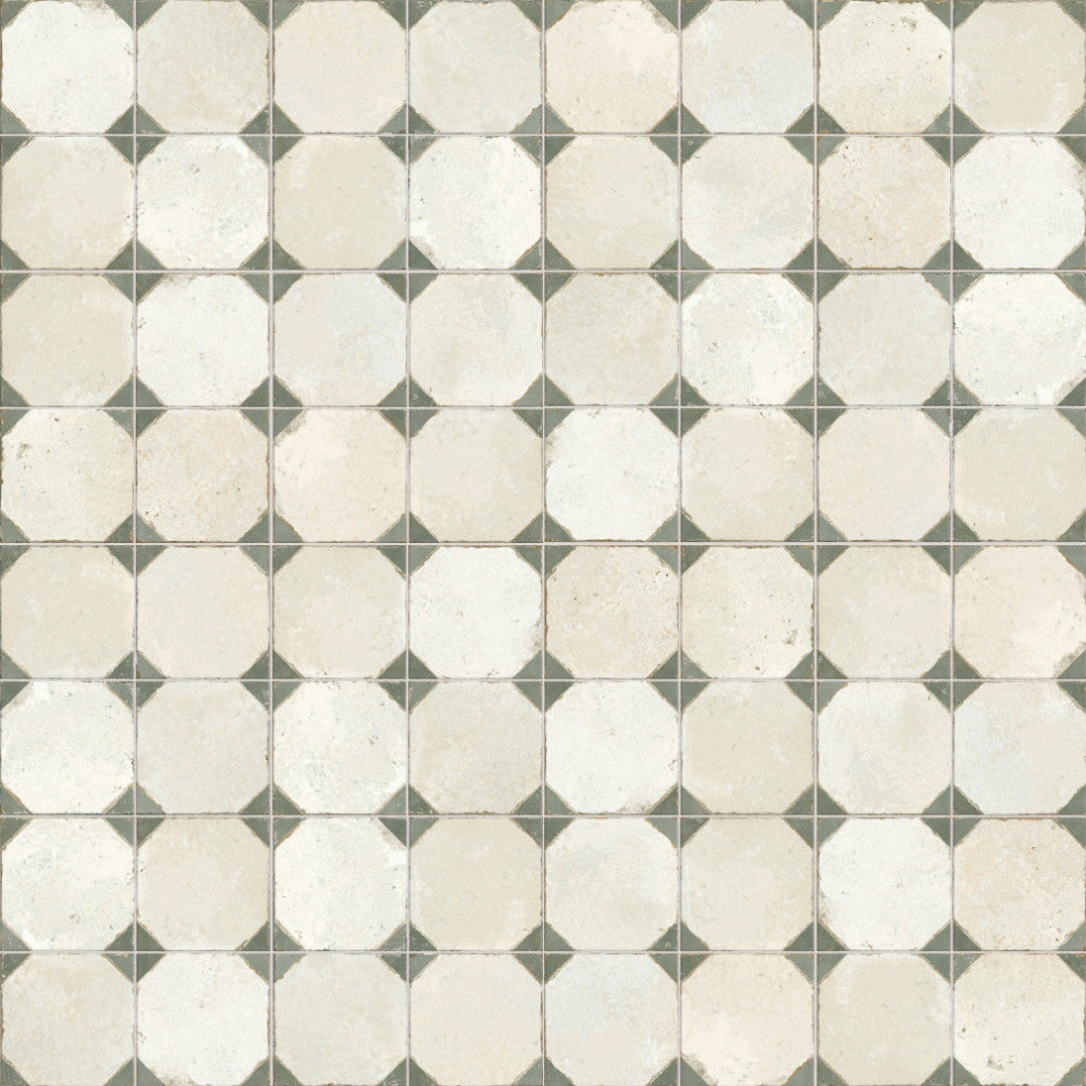 Kings Yard Blue Ceramic Floor and Wall Tile, Sage