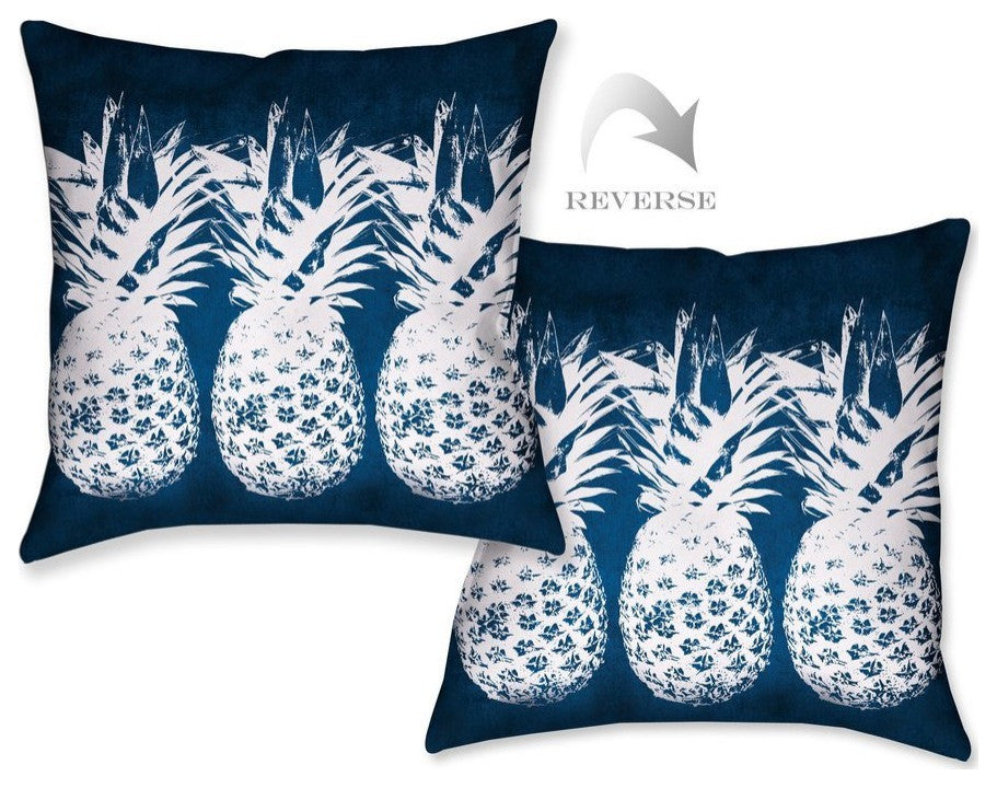 Laural Home Indigo Pineapples 18" X 18" Indoor Decorative Pillow