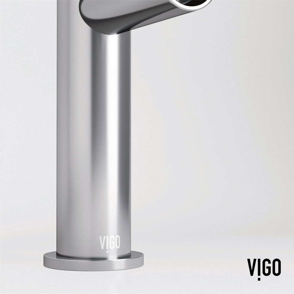 VIGO Ashford 8" H Single Handle Single Hole Bathroom Faucet, Chrome, Without Extras