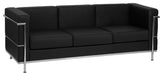 Modern Contemporary Black Leather Sofa With Encasing Frame
