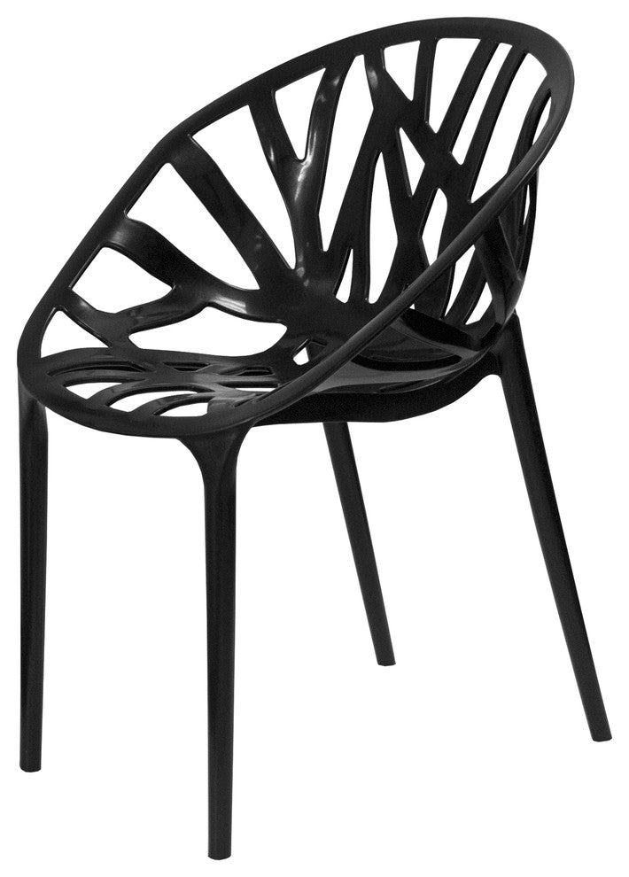 Mod Made Branch Modern Plastic Dining Side Chair, Set of 2, Black