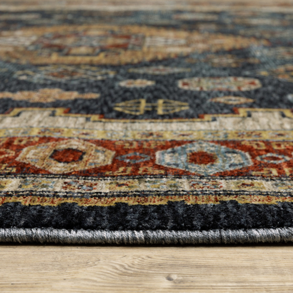 Augustus Medallion Blue/ Multi Indoor Area Rug, Blue, 7'10"x10'10"