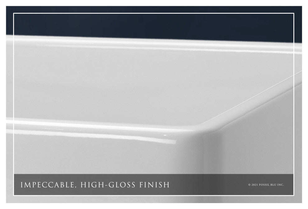 Luxury 36-Inch SOLID Fireclay Farmhouse Sink in White with Accs, Flat Front