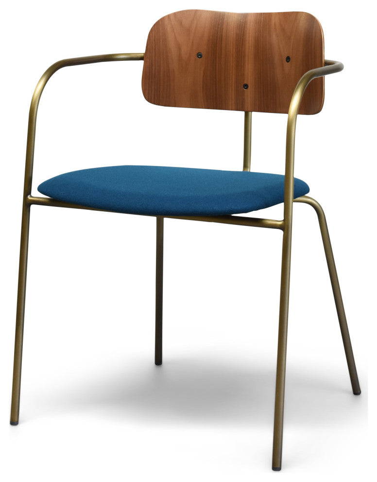 Cameron Dining Chair, Blue with Bronze Leg, Set of 2