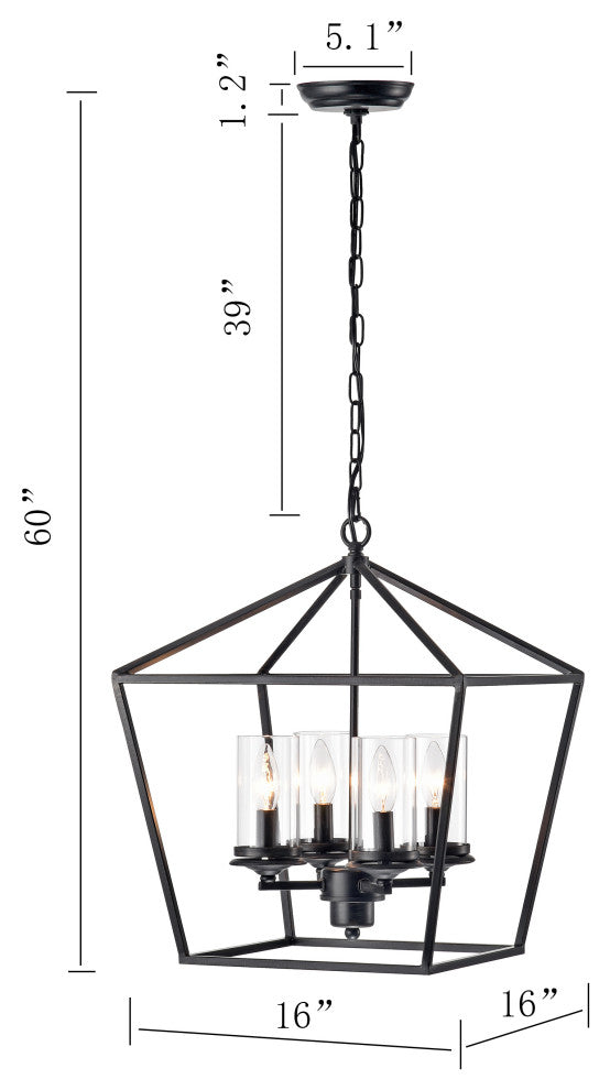 Viera Modern Black Brushed Coffee 4-Light Chandelier