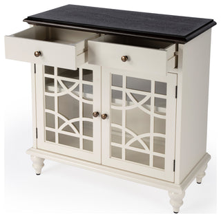 Front-angle shot with drawers and glass doors visible on white background; full product view.