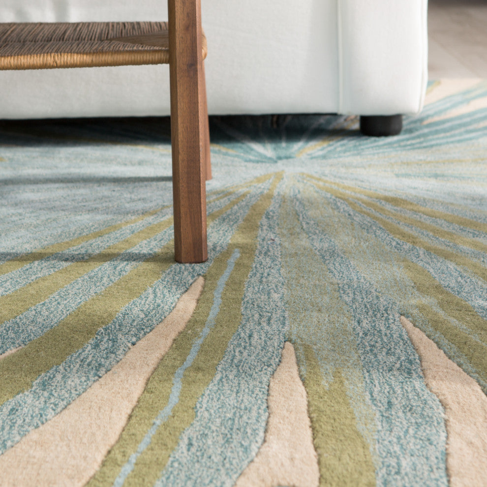 Jaipur Living Palmetto Handmade Floral Blue/ Green Area Rug 9'X12'