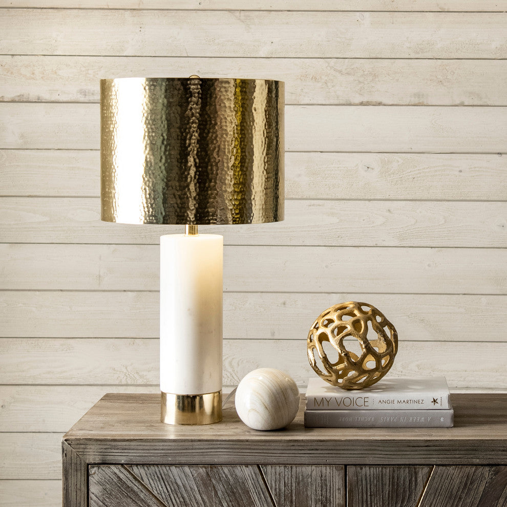 Nuloom Alexa Marble and Iron Aluminium Shade Table Lamp, 23"