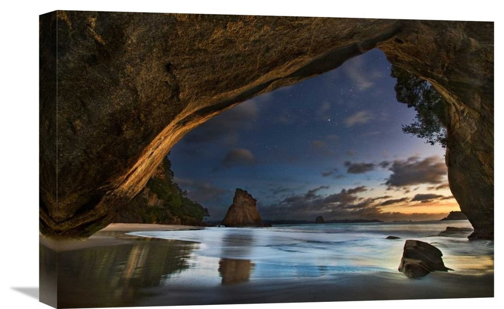 "Cathedral Cove" Stretched Canvas Giclee by Yan Zhang, 22x15"