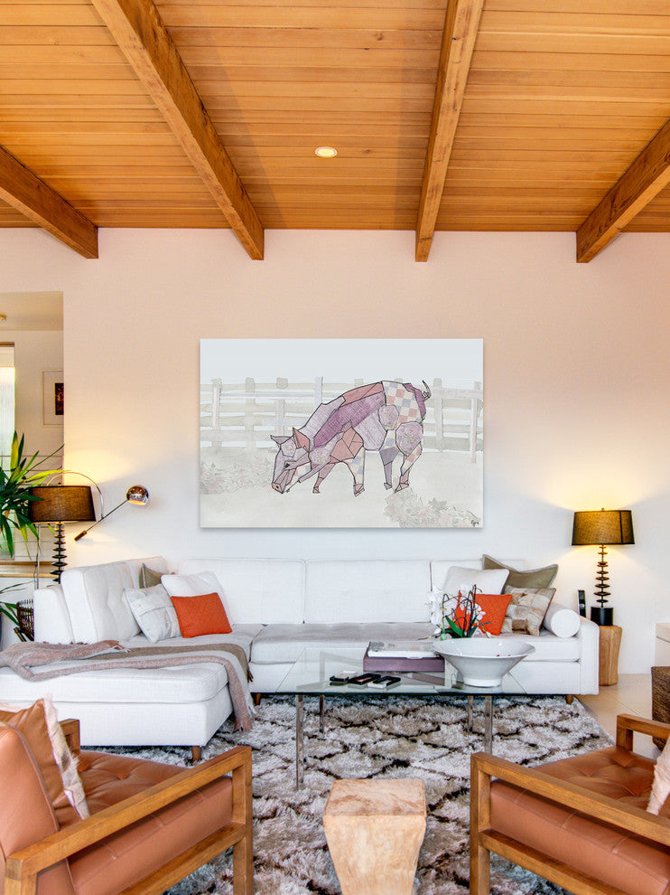 "Como Cerdo" Painting Print on Wrapped Canvas, 18"x12"