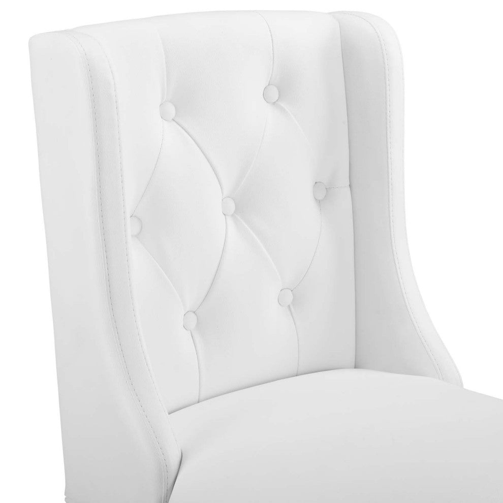 Baronet Counter Bar Stool Faux Leather Set of 2 - White