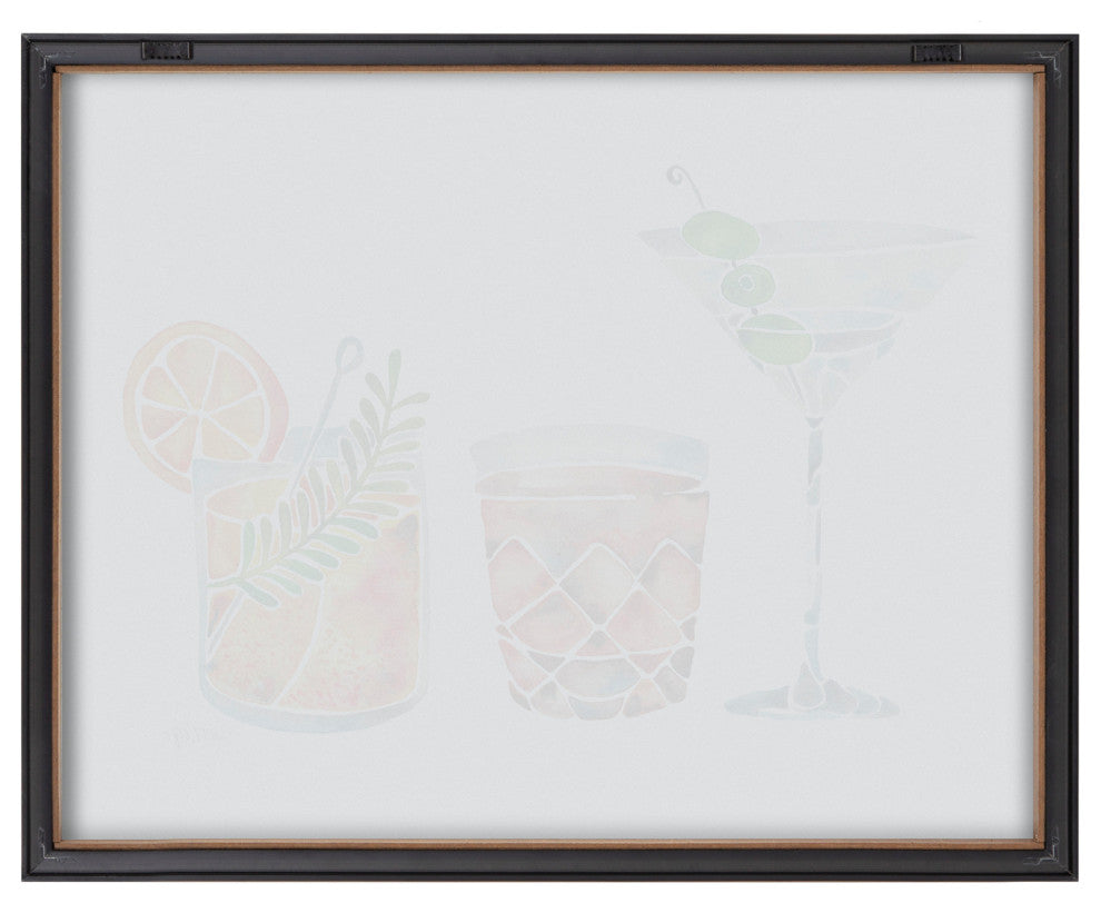 Blake Classic Cocktails Framed Printed Glass by Cat Coquillette, Gold 16x20