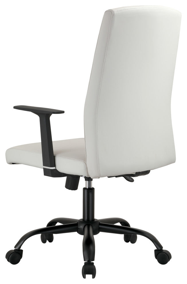 LeisureMod Evander Leather Office Chair With Adjustable Height, White