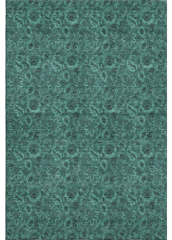 Premium Machine Washable Mayfield AMF661 Teal 5' x 7'6" Rug