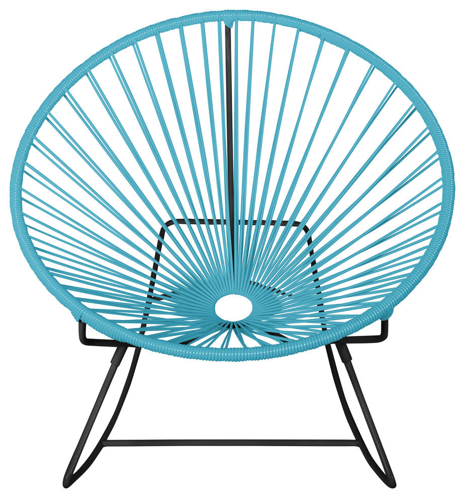 Innit Indoor/Outdoor Handmade Rocker, Blue Weave, Black Frame