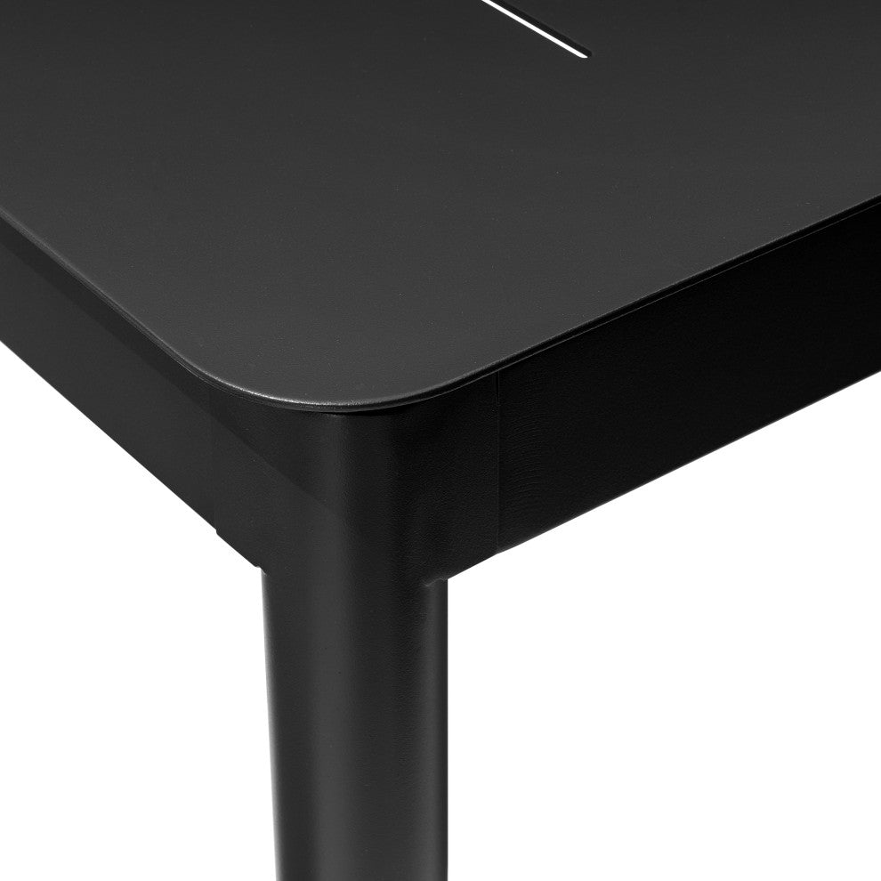 6-8 Person Rectangle Expandable Aluminum Outdoor Patio Dining Table, Black