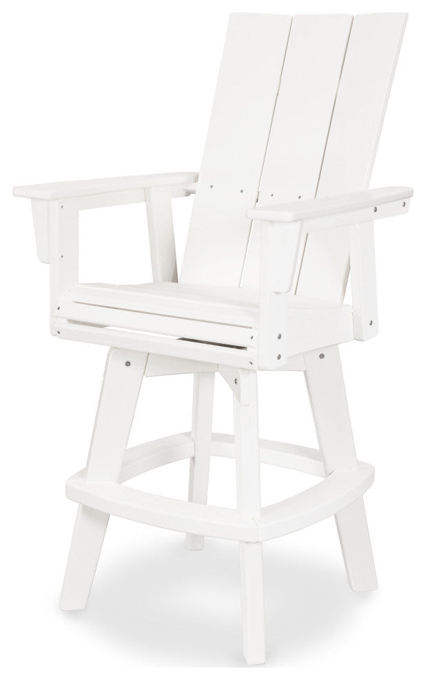 POLYWOOD Modern Adirondack Swivel Bar Chair, White