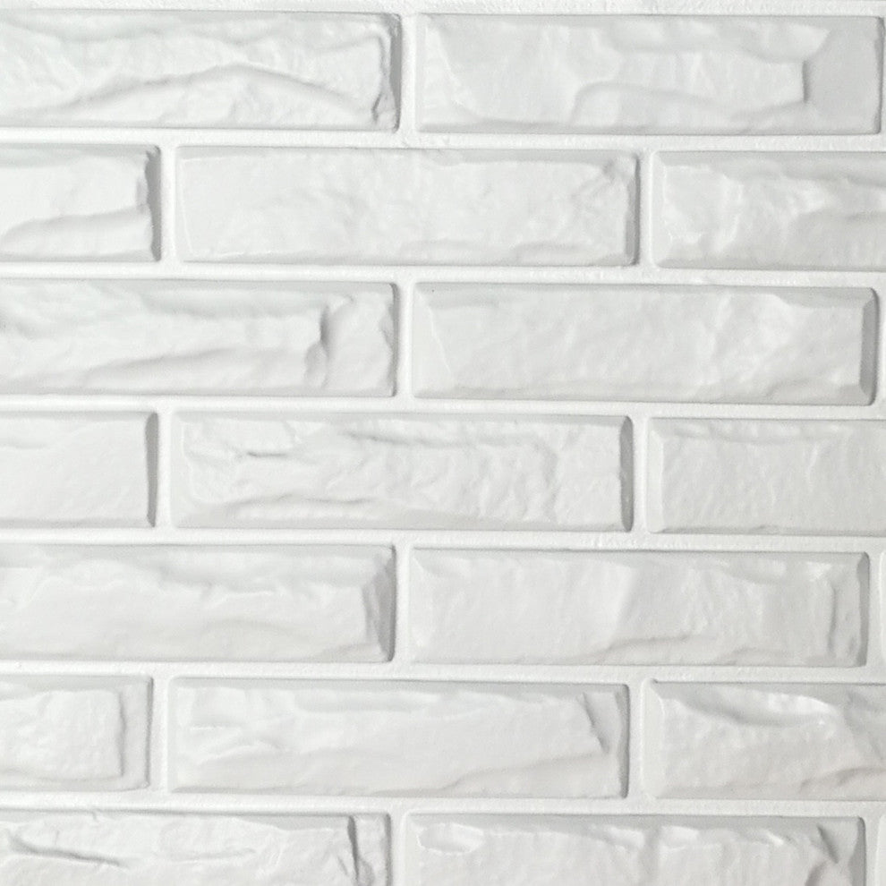 19.7" x 19.7" Art3d PVC 3D Wall Panels White Brick Wall Tiles, Set of 12