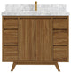 Madison Teak 42 Single Sink Bath Vanity in Dark Natural 2" Carrara Marble