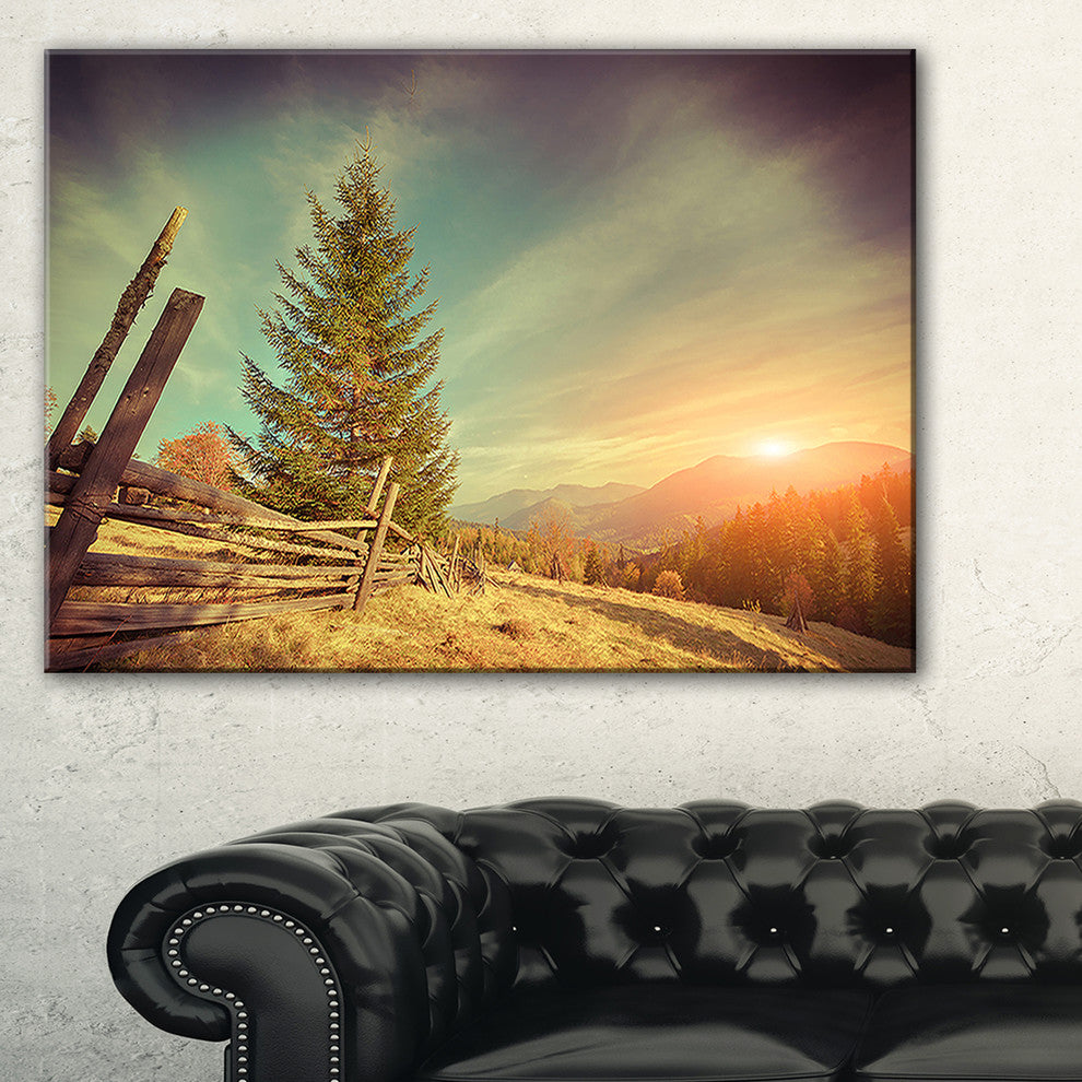 "Retro Style Autumn in Mountains" Landscape Photo Wall Art, 32"x16"