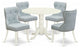 A Dining Set Of 4 Chairs, Baby Blue Color, Beautiful Table, Linen White Color