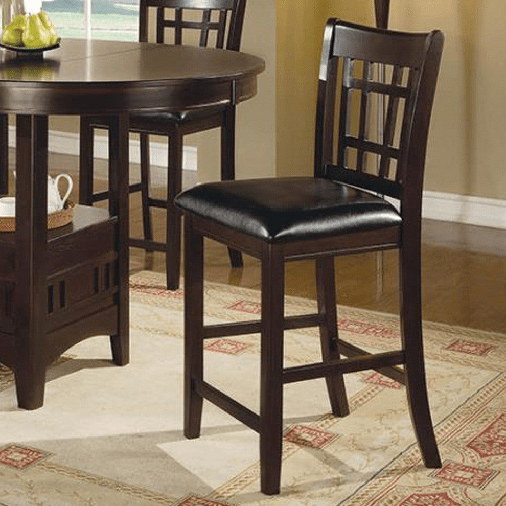 Set of 2 Counter Height Stools Black and Espresso