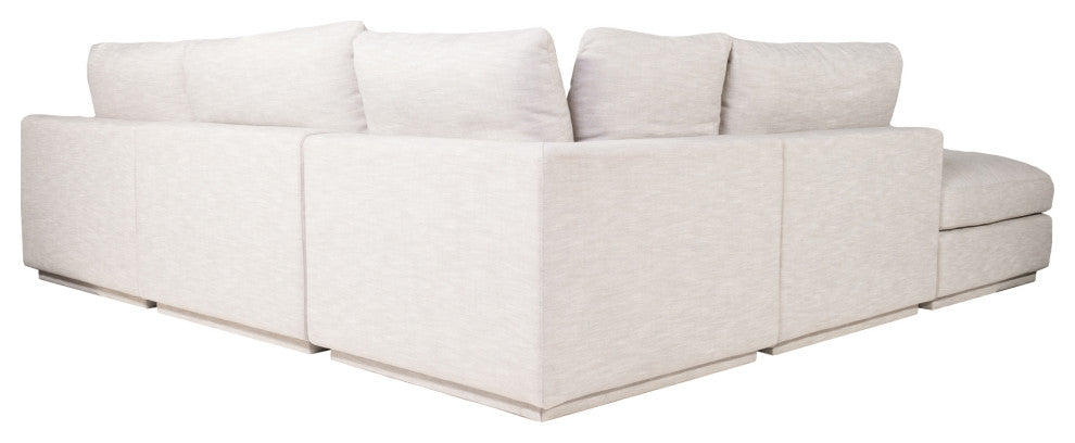 5 PC Set Feather Filled Taupe Fabric Dream Modular Sectional