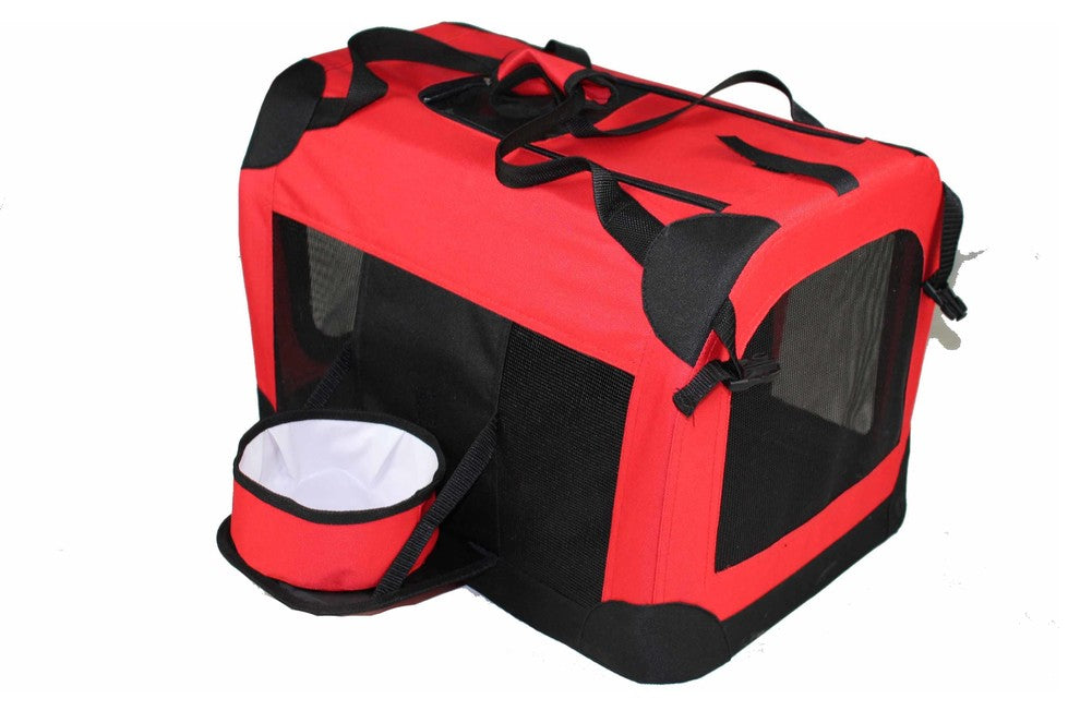 Folding Deluxe Vista View House Pet Crate, Red, Large