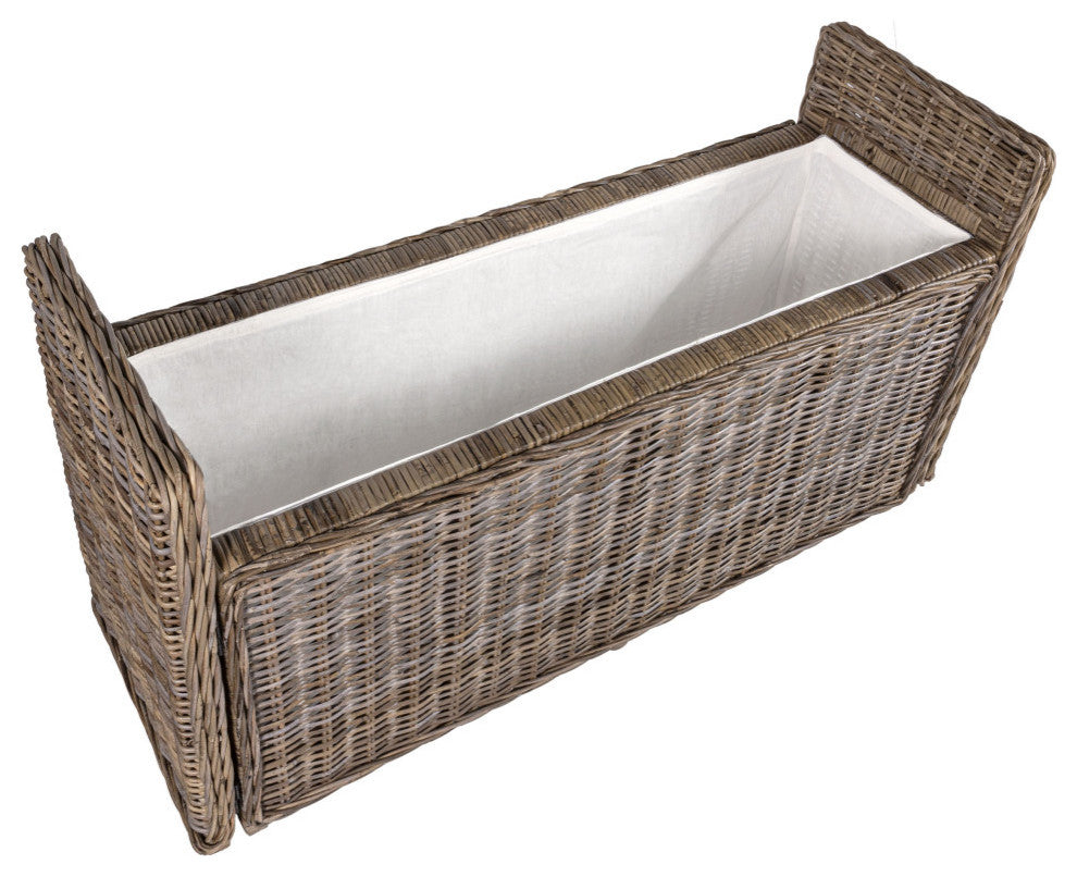Happimess Naples 47.50" Wicker Trunk Storage Bench, Gray