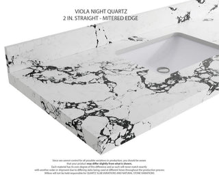Nashville 36" Center Sink Bath Vanity, White 2" Viola Night