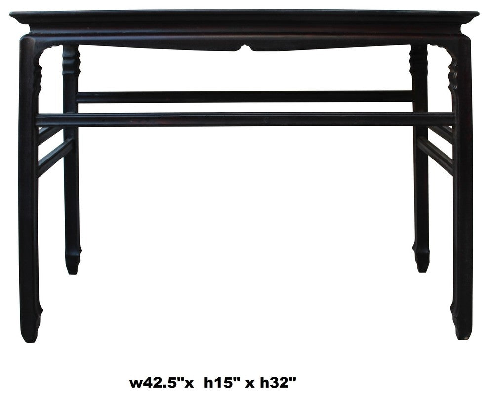 Chinese Dark Brown Huali Rosewood Ming Style Apron Side Altar Table Hcs4531